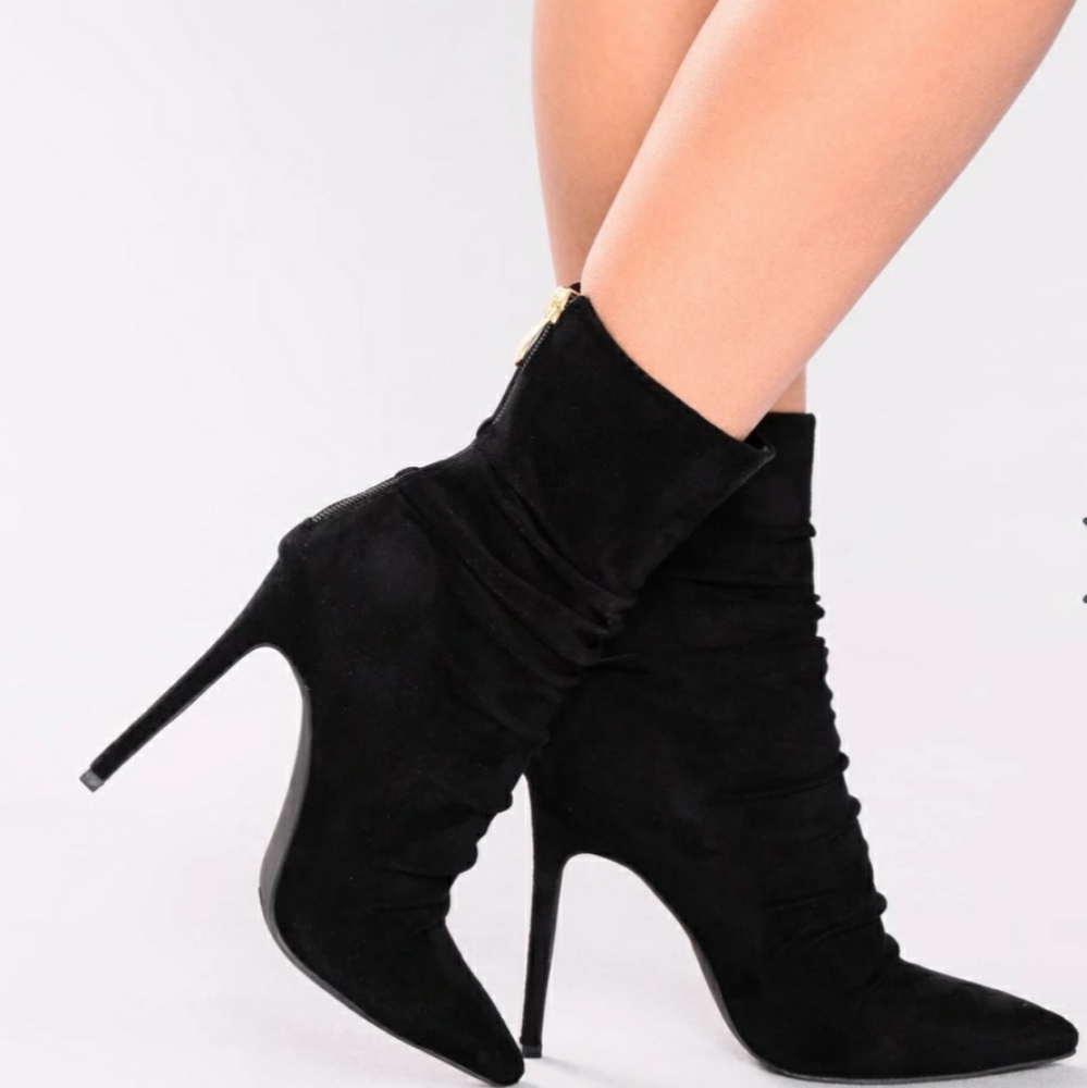 Black Faux Suede Booties